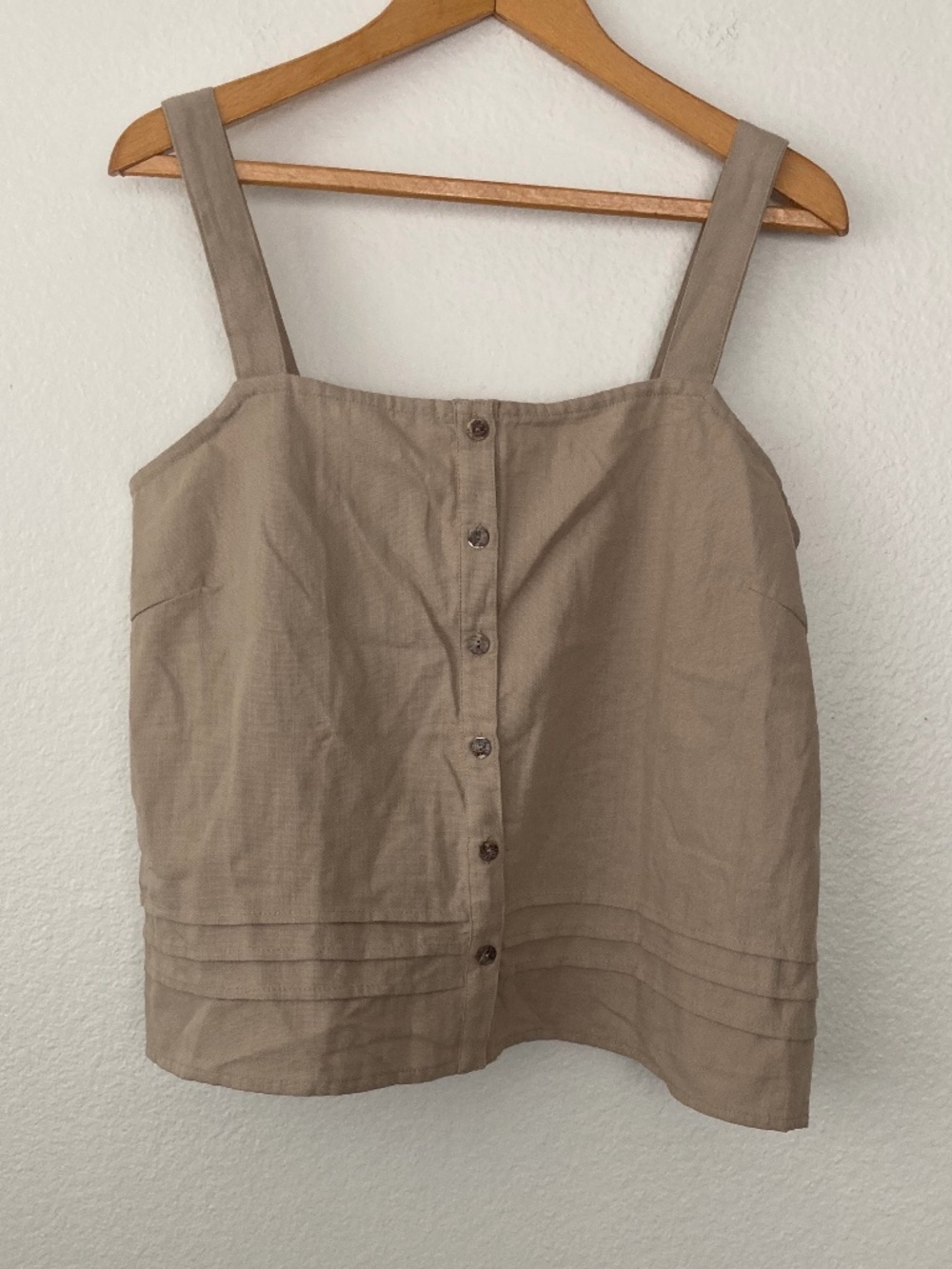 Nomad The Label Woven Square Neck Button Front Top Large 100% Cotton